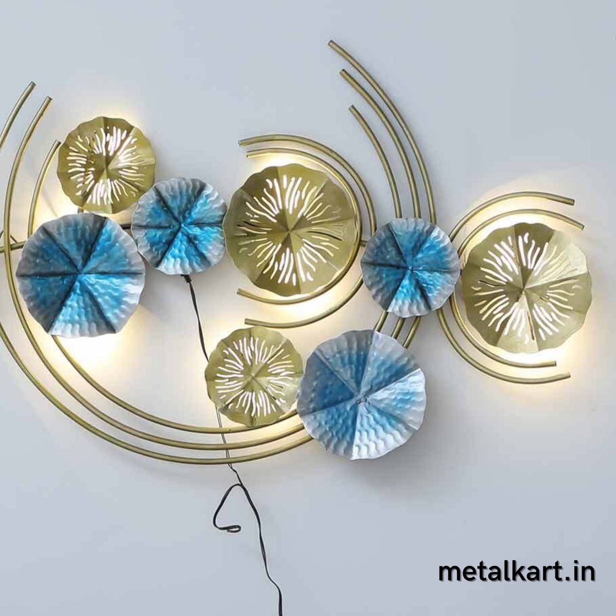 Backlit Half Moon with Metallic Plates (46 x 26 Inches)