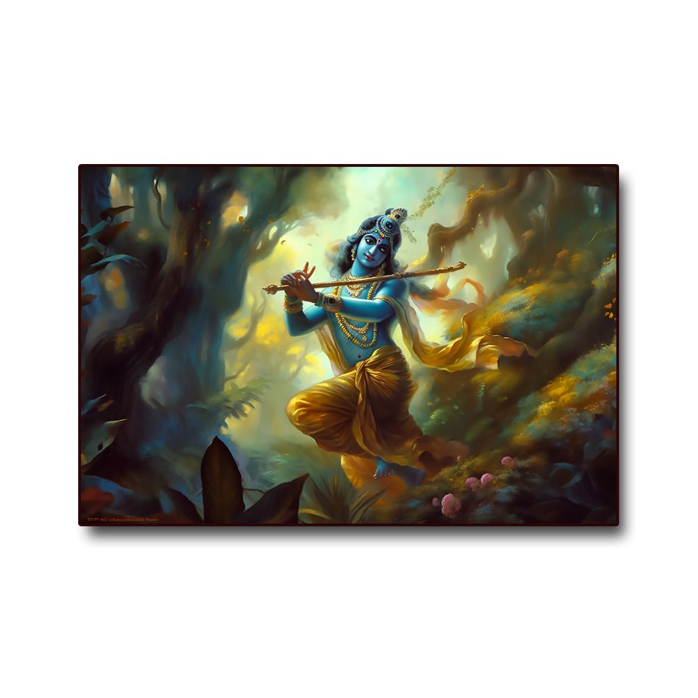 Bansariwala Lord Krishna Leela Canvas Painting (36 x 24 Inches)