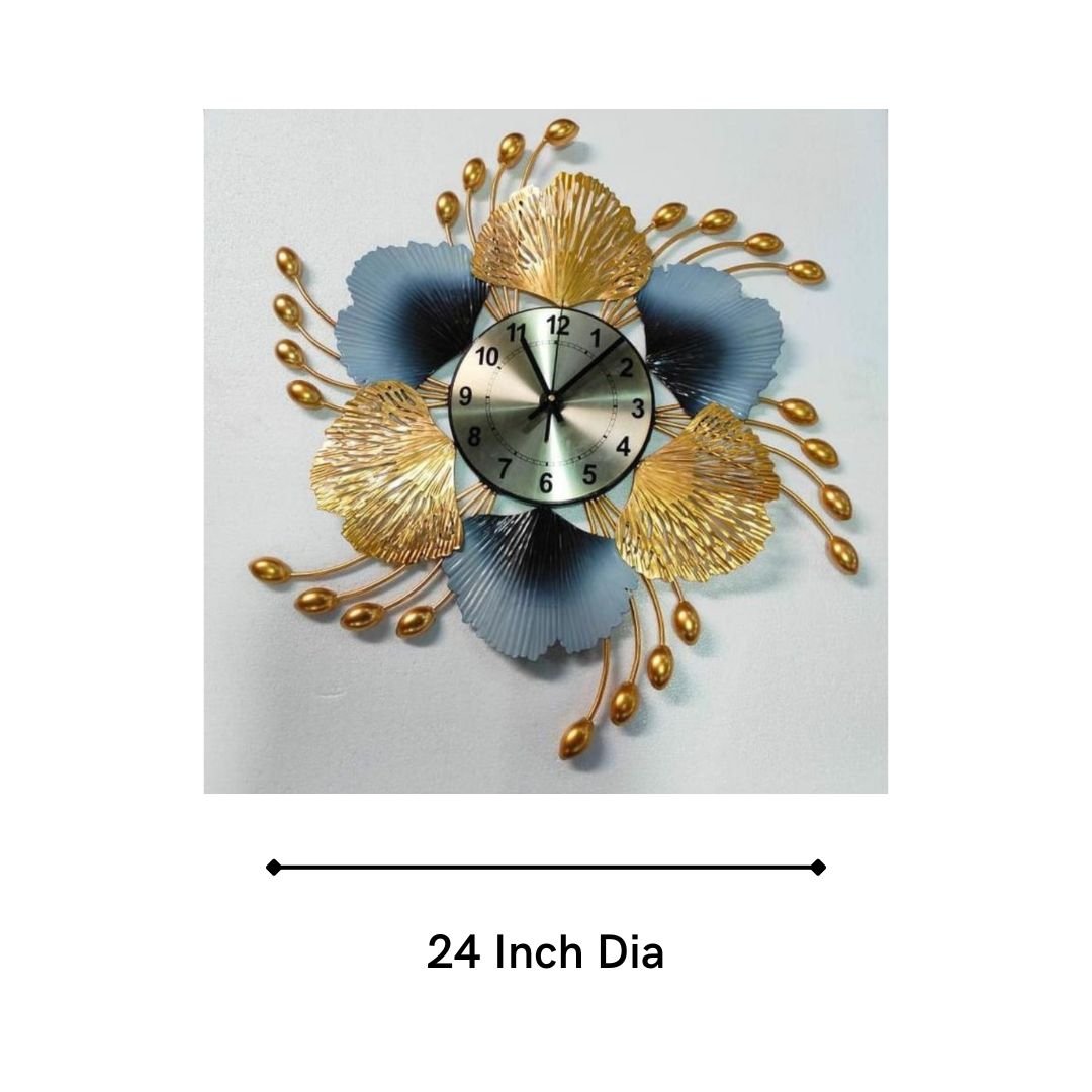 Big Flower Wall Watch with wings (24 Inches Dia)