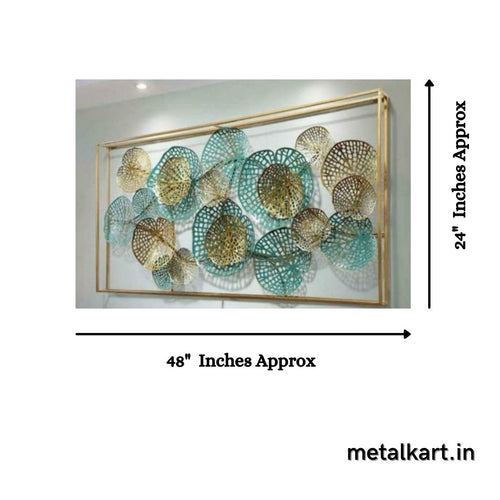 Big Wall Coverage Framed Metal Leafs Wall Art for Home, Office (48 x 24 Inches)