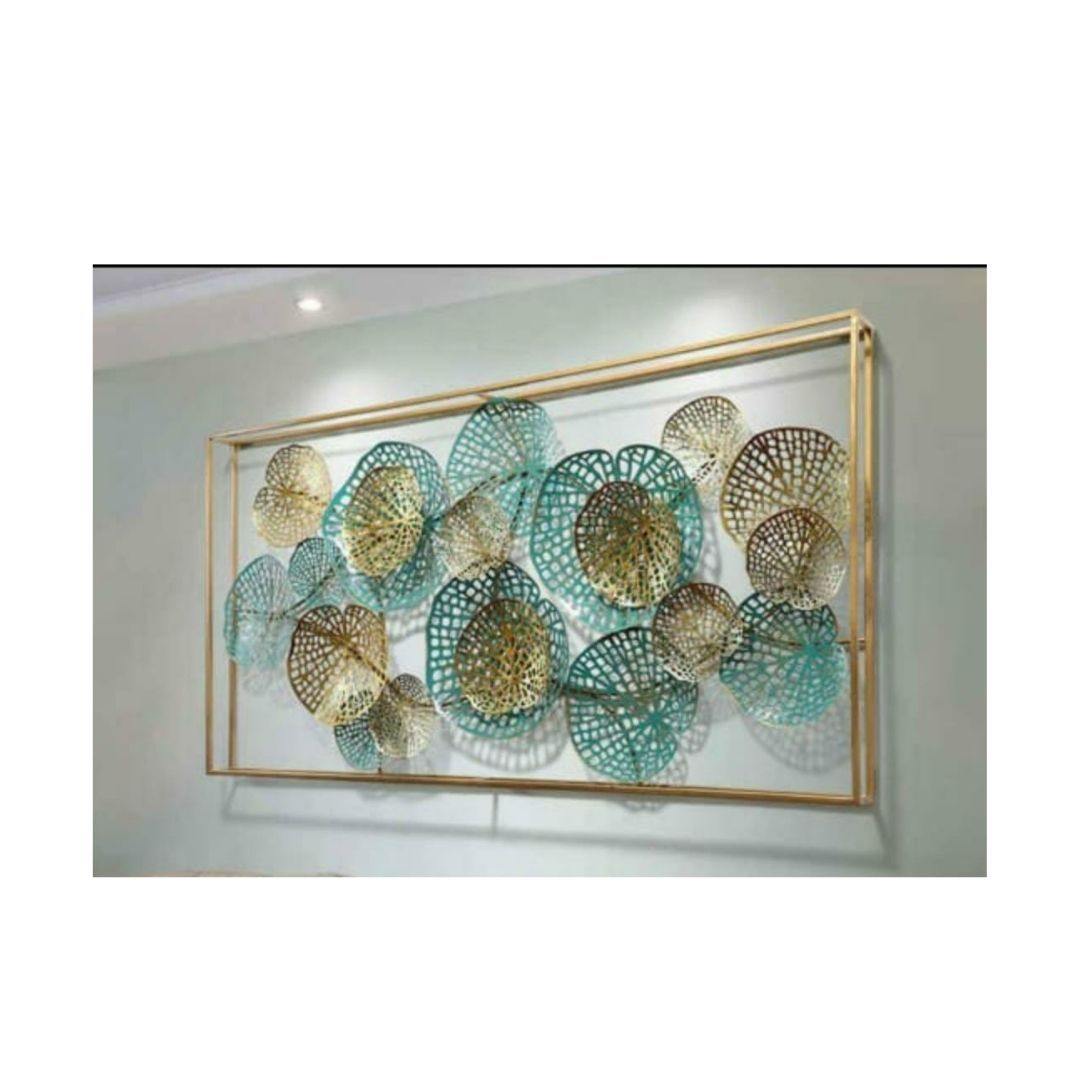 Big Wall Coverage Framed Metal Leafs Wall Art for Home, Office (48 x 24 Inches)