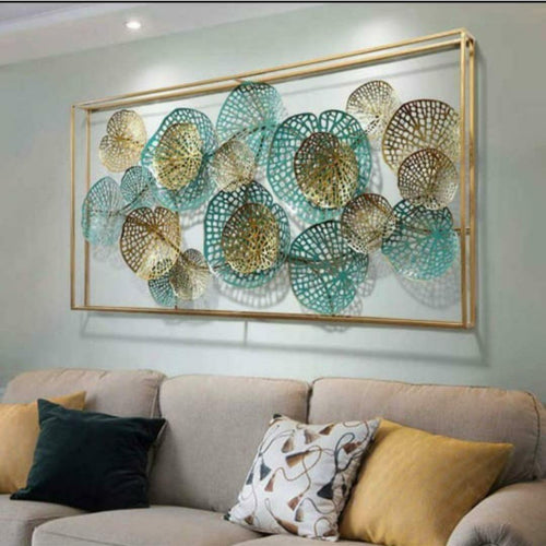 Big Wall Coverage Framed Metal Leafs Wall Art for Home, Office (48 x 24 Inches)