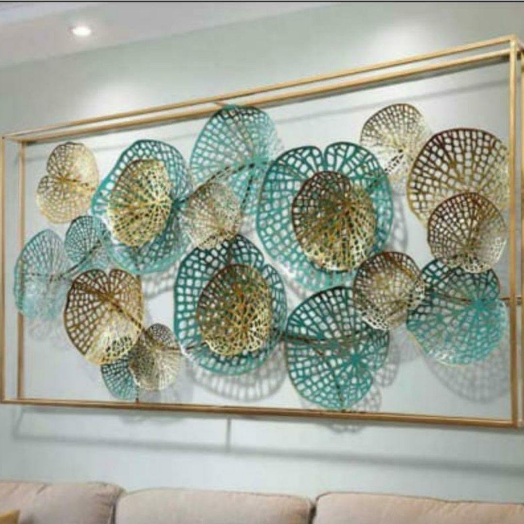 Big Wall Coverage Framed Metal Leafs Wall Art for Home, Office (48 x 24 Inches)