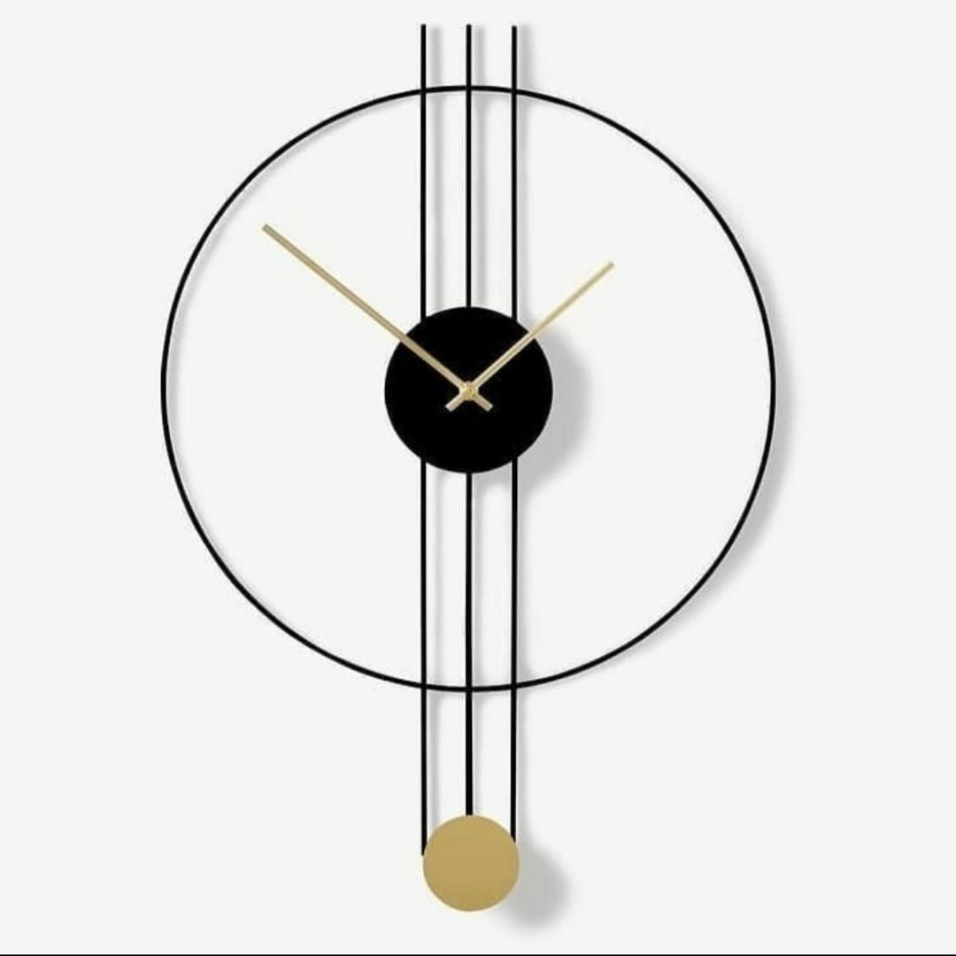 Black Gold Fixed Pendulam wall Clock (24 x 30 Inches)