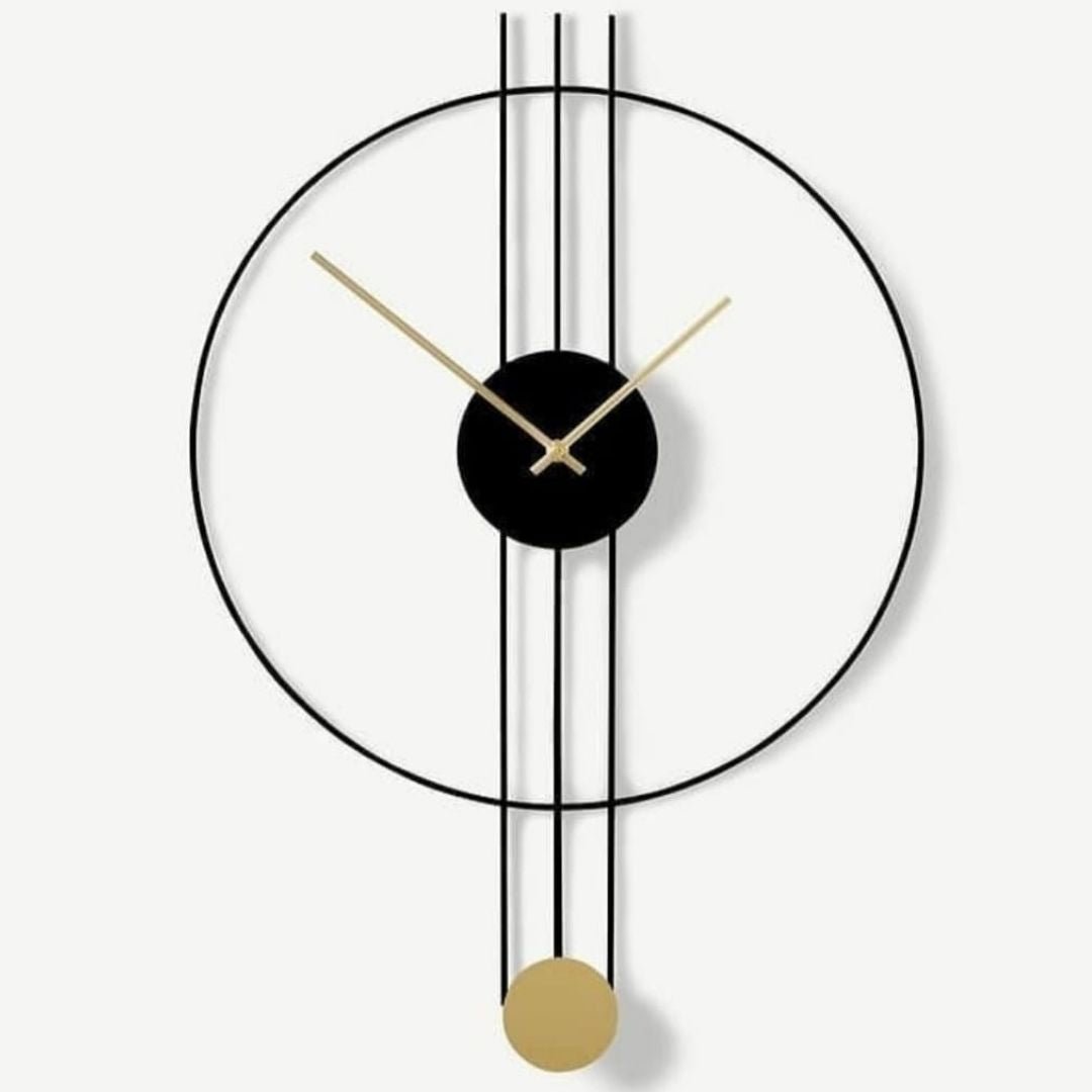 Black Gold Fixed Pendulam wall Clock (24 x 30 Inches)