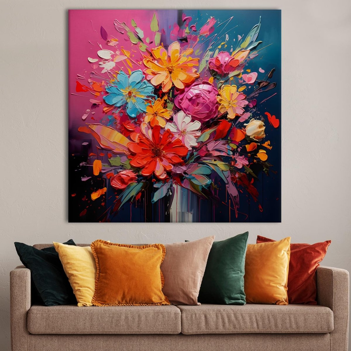 Blooming Brilliance Floral Canvas Wall Art (36 x 36 Inches)