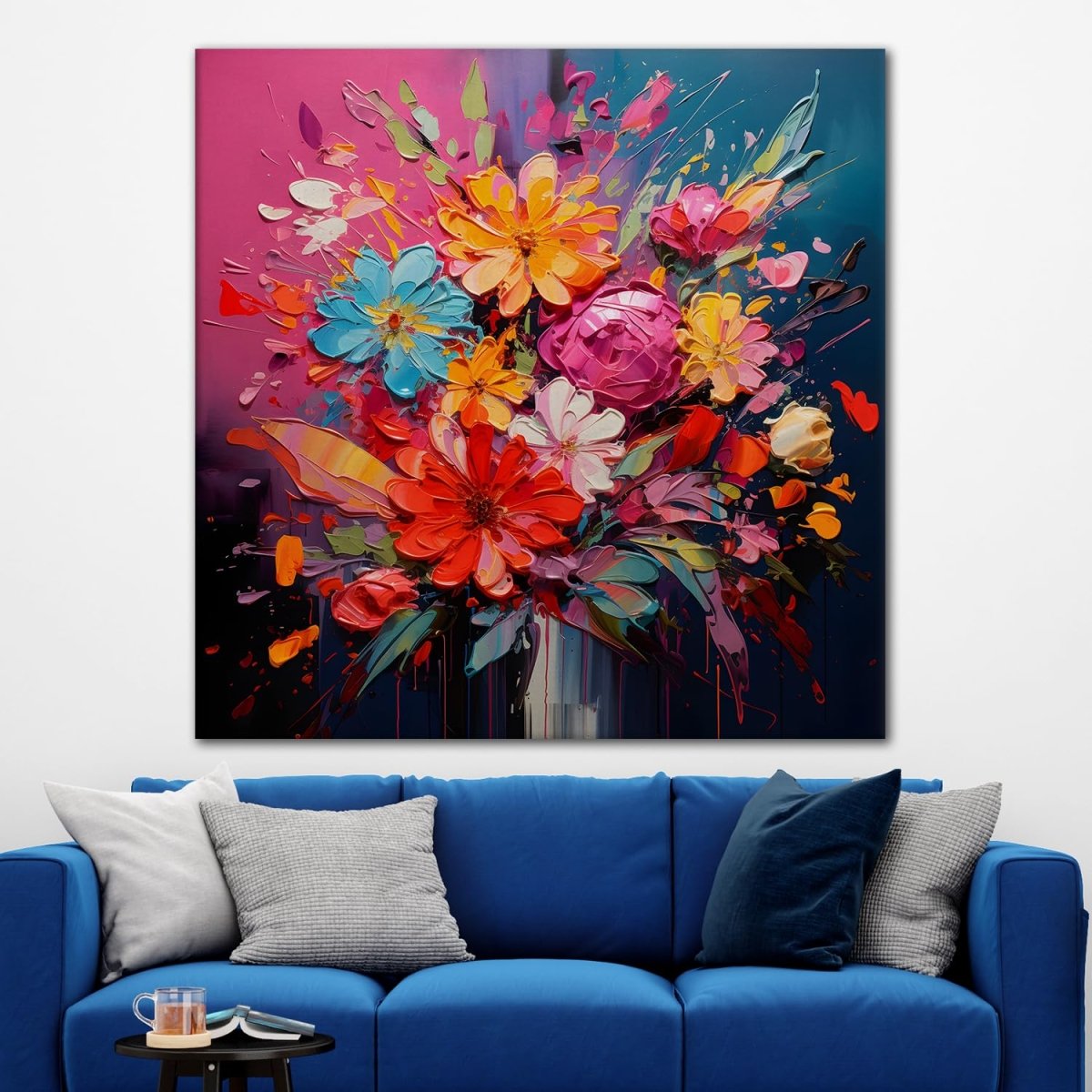 Blooming Brilliance Floral Canvas Wall Art (36 x 36 Inches)