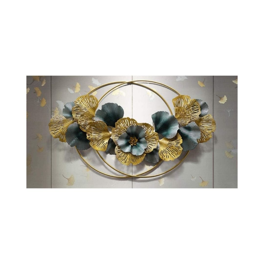 Blooming Flowers Metallic 2 Ring Wall Accent (48 x 30 Inches)