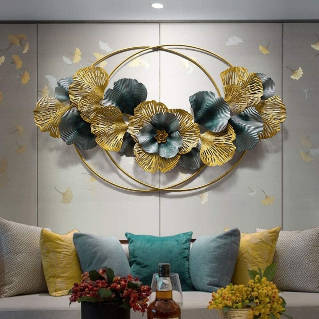 Blooming Flowers Metallic 2 Ring Wall Accent (48 x 30 Inches)