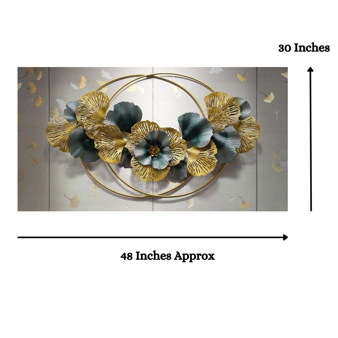 Blooming Flowers Metallic 2 Ring Wall Accent (48 x 30 Inches)