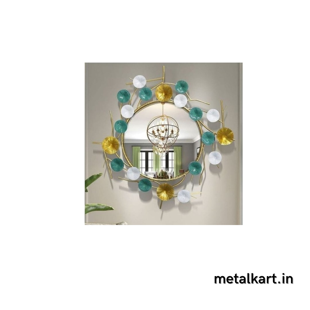 Blue and Gold circle Mirror (24 Inches)