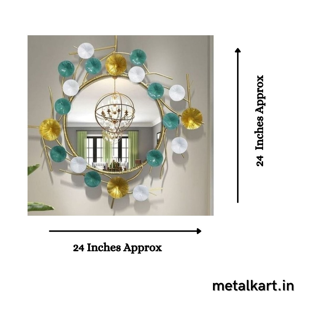 Blue and Gold circle Mirror (24 Inches)