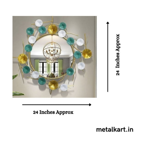 Blue and Gold circle Mirror (24 Inches)