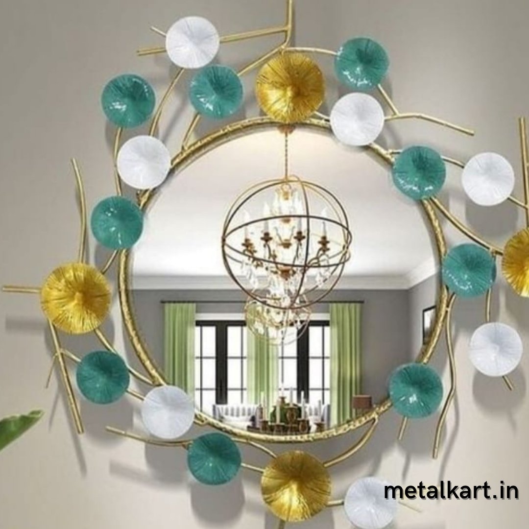 Blue and Gold circle Mirror (24 Inches)
