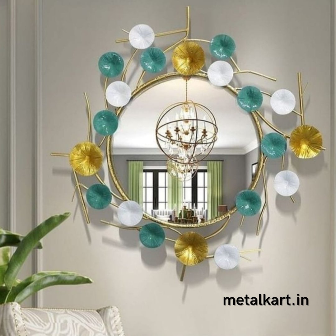 Blue and Gold circle Mirror (24 Inches)