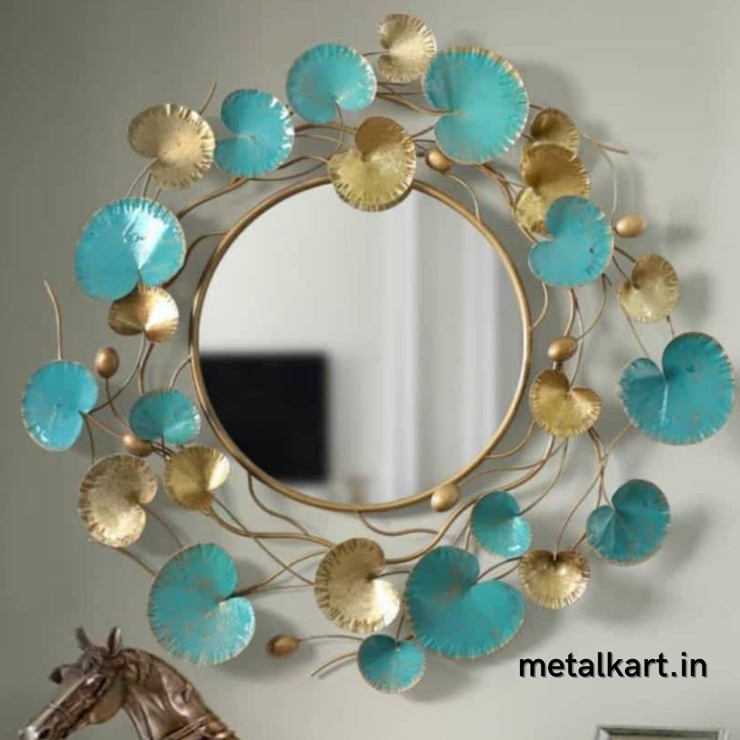 Blue gold Indian cress Mirror (24 Inches)