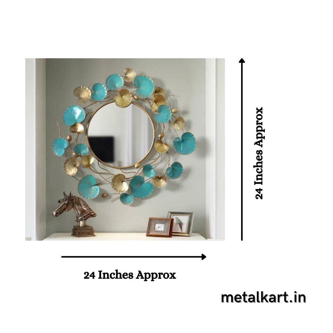 Blue gold Indian cress Mirror (24 Inches)
