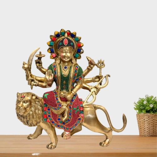 Brass Ambe Maa (H 12 Inches, Weight 6 Kg)