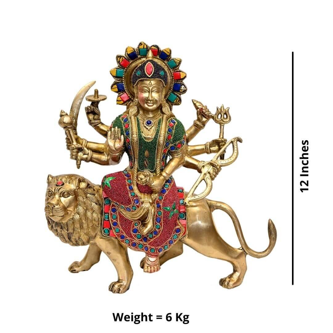 Brass Ambe Maa (H 12 Inches, Weight 6 Kg)