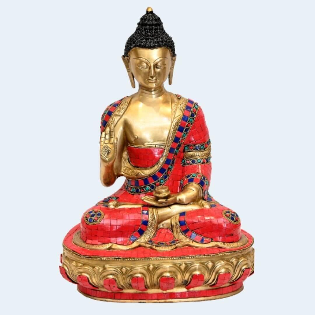Brass Amitabha Buddha (H 17 Inches, Weight 11 Kg)