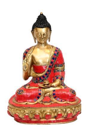 Brass Amitabha Buddha (H 17 Inches, Weight 11 Kg)