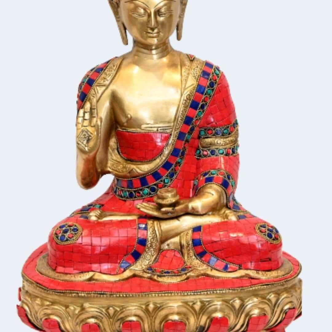 Brass Amitabha Buddha (H 17 Inches, Weight 11 Kg)