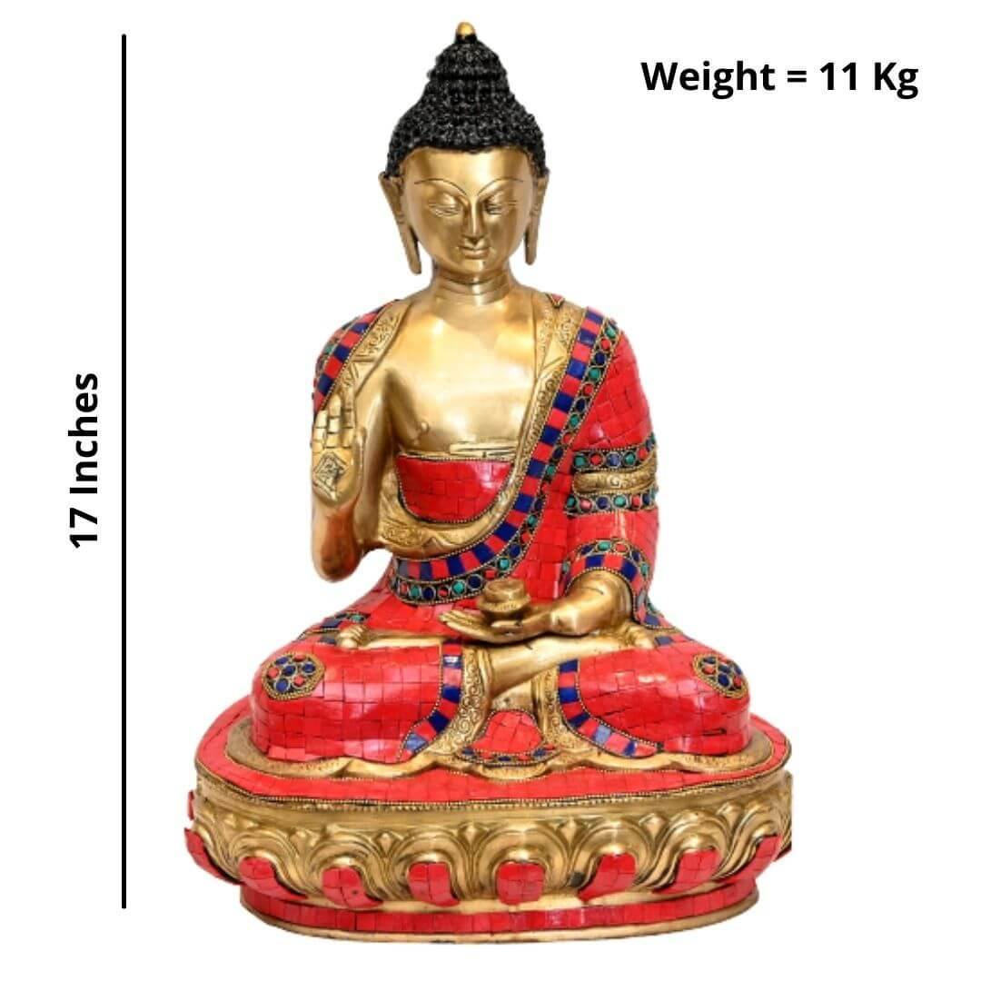 Brass Amitabha Buddha (H 17 Inches, Weight 11 Kg)