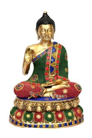 Brass Amogh siddhi Buddha (H 14 Inches, Weight 5 Kg)