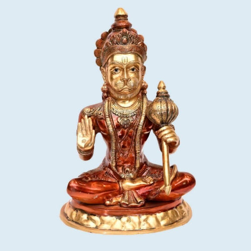 Brass Anjani putra Lal Hanuman (H 15 Inches, Weight 9 Kg)