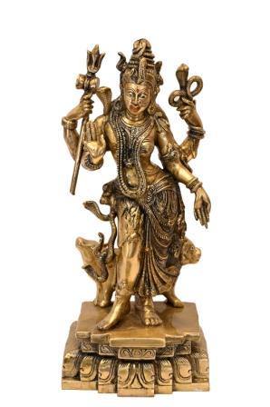 Brass Ardhanarishvara (H 18.5 Inches, Weight 9 Kg)