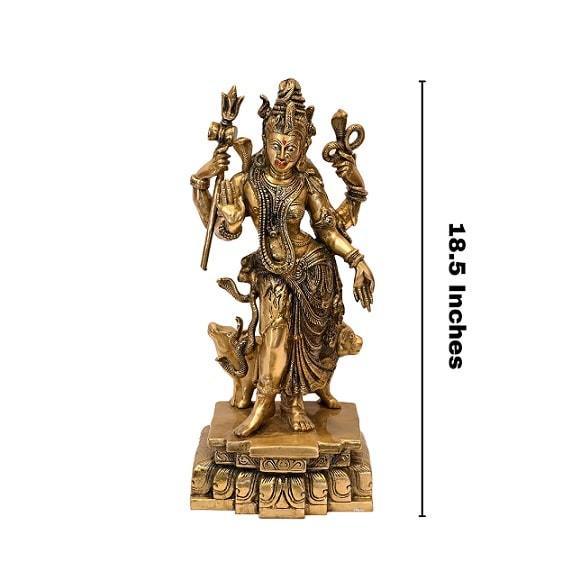 Brass Ardhanarishvara (H 18.5 Inches, Weight 9 Kg)