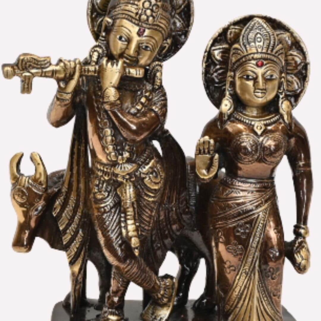 Brass Bal Radha Krishna (H 11 Inches, Weight 3.5 Kg)