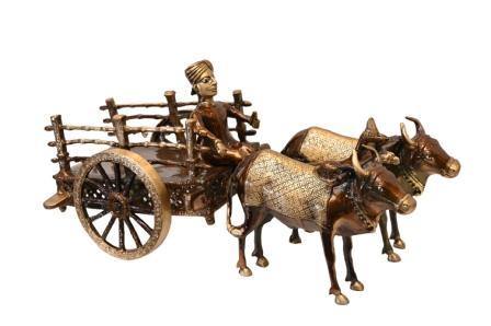 Brass Bullock Cart (Width 20 Inches, Weight 10 Kg)