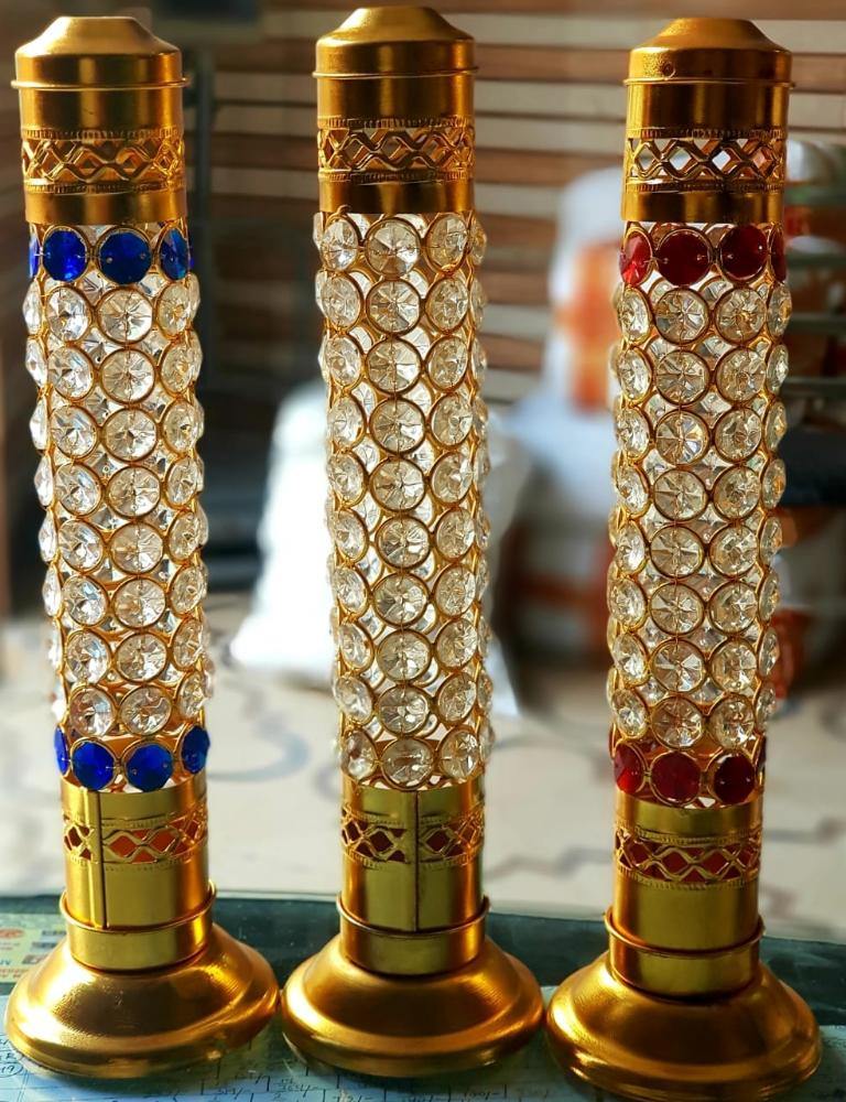 Brass crystal incense tower