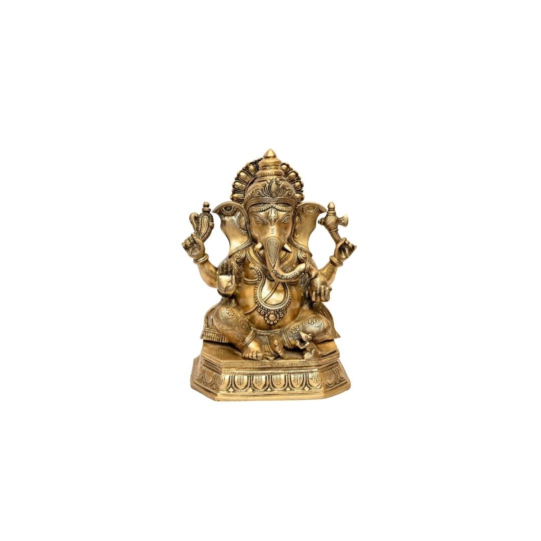 Brass Dhoomravarna Ganesha (H 14 Inches, Weight 11.5 Kg)