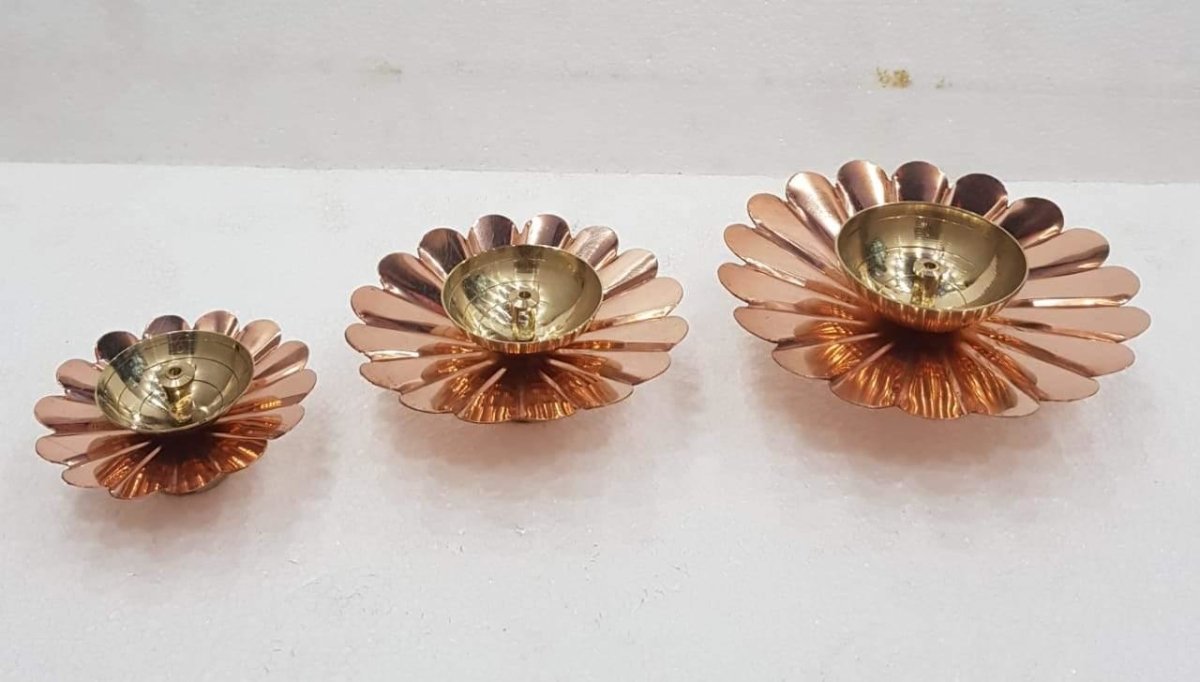 Brass Diya Copper Petal