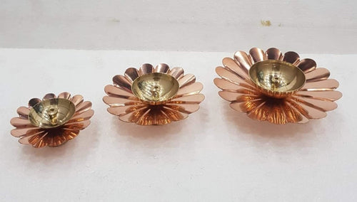 Brass Diya Copper Petal