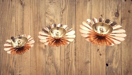 Brass Diya Copper Petal
