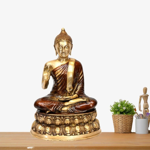 Brass Gautam Buddha (H 14 Inches, Weight 5 Kg)