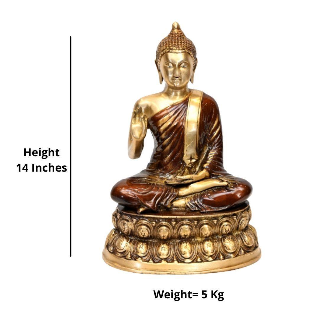 Brass Gautam Buddha (H 14 Inches, Weight 5 Kg)