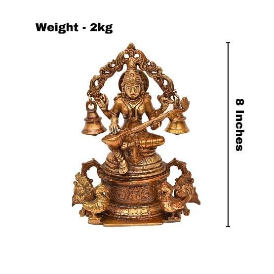 Brass Gyan Dayini Maa Saraswati (H 8 Inches, Weight 2 Kg)