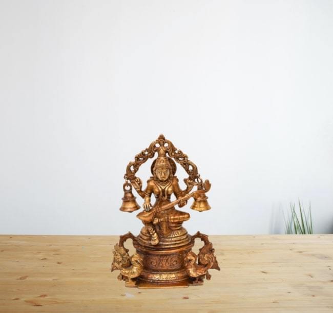 Brass Gyan Dayini Maa Saraswati (H 8 Inches, Weight 2 Kg)