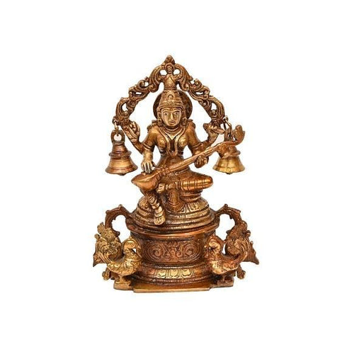 Brass Gyan Dayini Maa Saraswati (H 8 Inches, Weight 2 Kg)