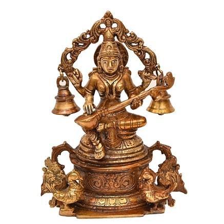 Brass Gyan Dayini Maa Saraswati (H 8 Inches, Weight 2 Kg)