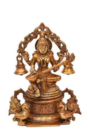 Brass Gyan Dayini Maa Saraswati (H 8 Inches, Weight 2 Kg)