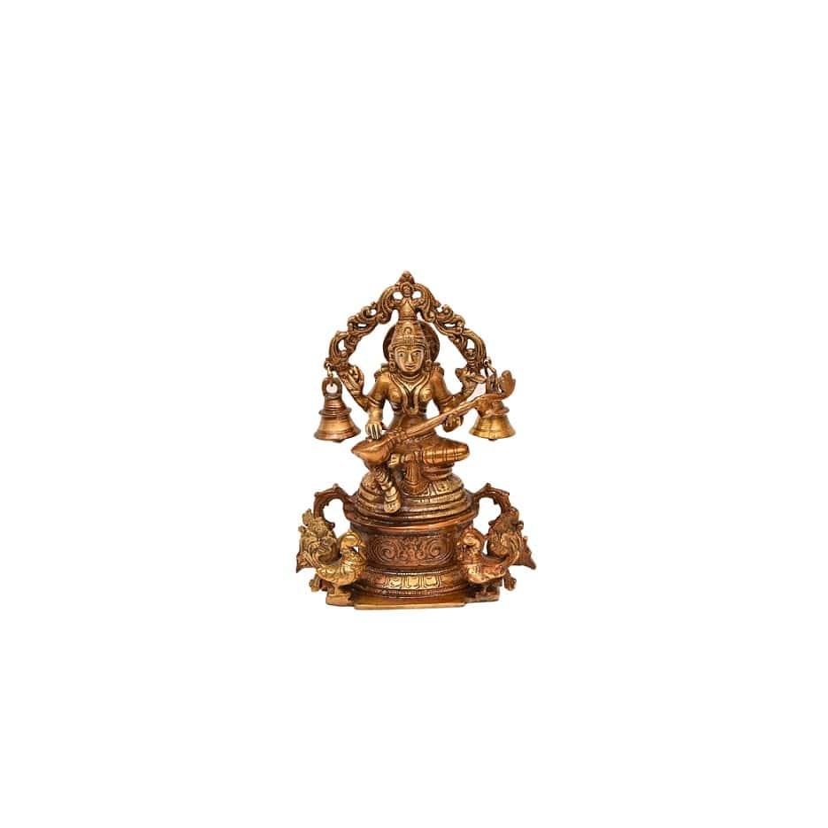 Brass Gyan Dayini Maa Saraswati (H 8 Inches, Weight 2 Kg)