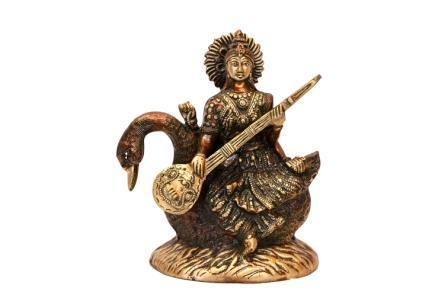 Brass Hansvahini Maa Saraswati (H 11.5 Inches, Weight 6 Kg)