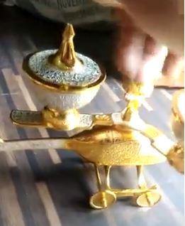Brass Helicopter style dining table decor