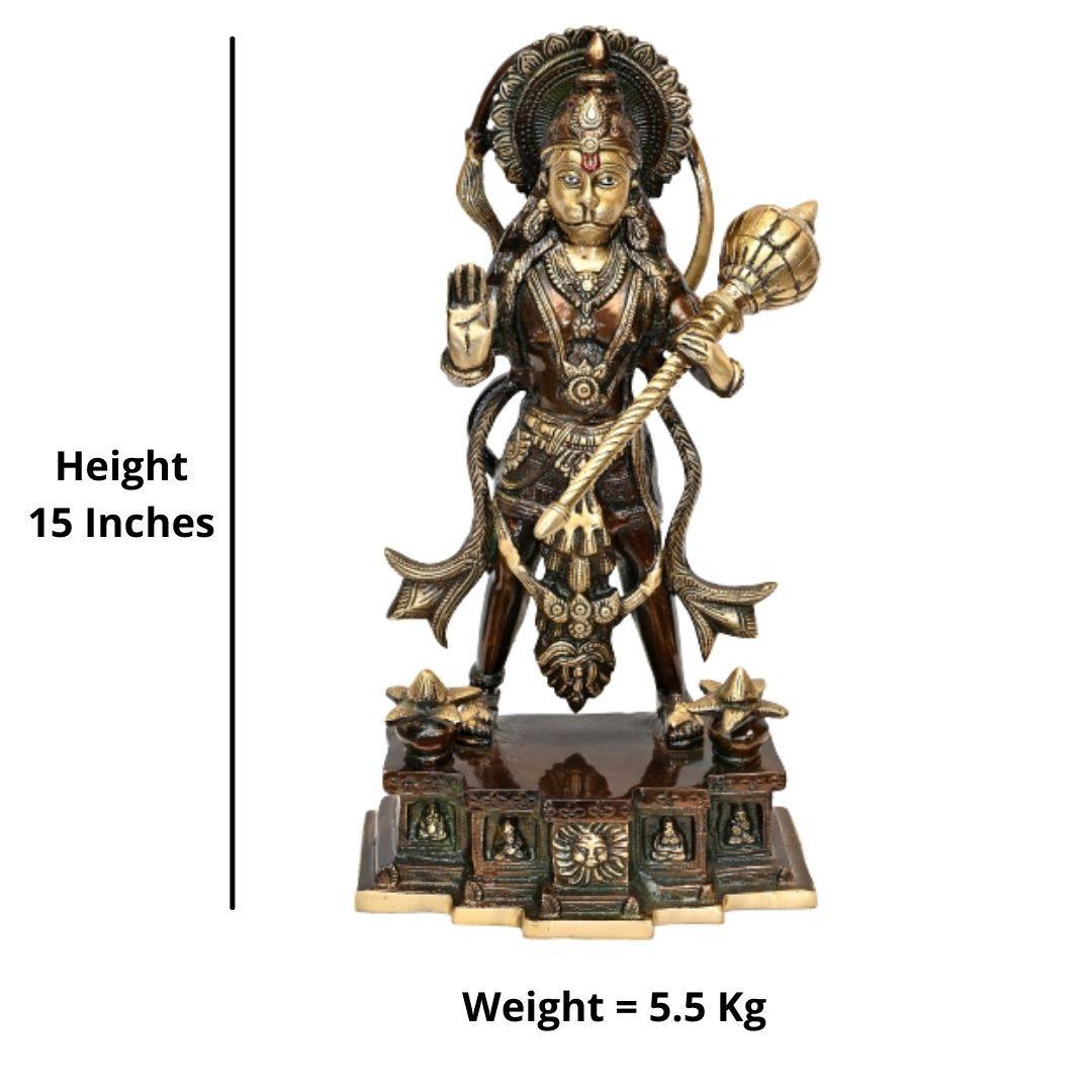 Brass Jai Bajrangbali (H 15 Inches, Weight 5.5 Kg)