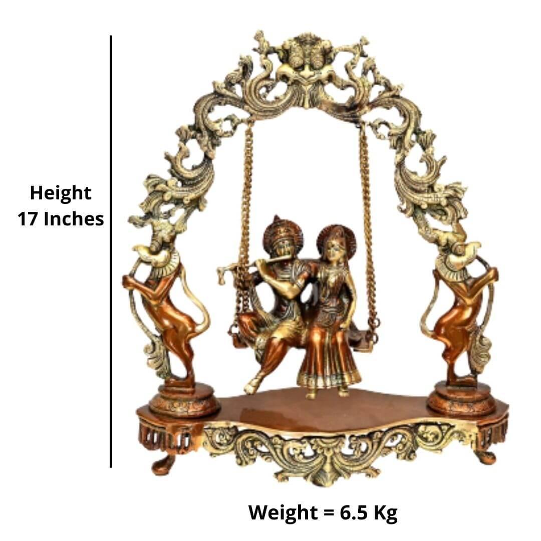 Brass Jhoole wale Radha Krishna (H 17 Inches, Weight 6.5 Kg)